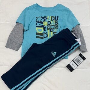 Adidas Track Pants with Matching Shirt Set. Size 12 Months. NWT